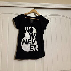 No Nasties Now Or Never T Shirt Medium Black Short Sleeve 100% Organic Cotton